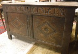 An 18th Century oak coffer of small proportions,