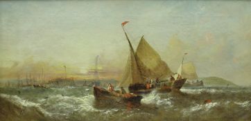 WILLIAM CALLCOTT KNELL (1830-80) "Evening Fishing Boats off the Dutch Coast", oil on canvas,
