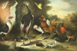 EDWARD HASSELL MCCOSH "Fowl and Cockatiels", a study of various birds, oil on canvas,