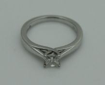 An 18 carat white gold Princess cut 0.