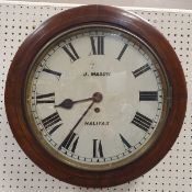 A Victorian mahogany cased circular wall dial,