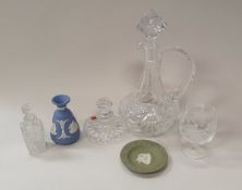 A collection of glass and china to include a Cristal cut glass decanter,