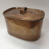 A Victorian copper rounded rectangular cooking vessel with lid CONDITION REPORTS