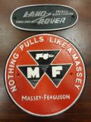 A collection of six painted metal signs "Nothing Pulls Like a Massey",