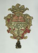 An 18th Century needlework crest with coronet to top