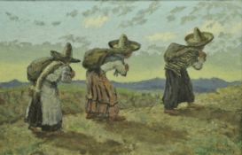 VICTOR COVERLEY PRICE(1901-1988) "Mexican horizon" women returning from work at sunset oil on