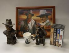 A collection of John Wayne memorabilia to include Studio Collection by Veronese Design models,