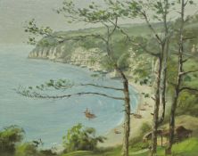 GEORGE HORNE "Beer, Devon" coastal landscape with cliffs in background, oil on board,