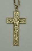 A 9 carat gold crucifix and chain, 13.