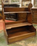 A late Victorian mahogany hanging waterfall book shelf with removable drawer