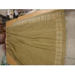 Two pairs of Noblisqu Fontain linen curtains in dark beige / olive with checked trim,