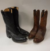 A pair of Mayura brown leather cowboy boots, size 38 and a pair of Ryon black leather cowboy boots,