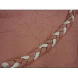 Two pairs of faux silk pale pink moire style curtains, interlined,