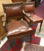 A set of twenty four Victorian walnut framed library chairs,