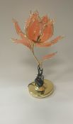 A mid to late 20th Century brassed table lamp of lotus flower form,