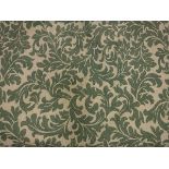 Two pairs of cotton type cream and green Classical foliate curtains, lined,