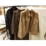 A pale brown rabbit fur jacket, size 12,