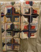 A late 19th/early 20th Century double patchwork quilt of stepped square design together with a