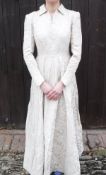 A circa 1939 wedding dress by Teddy Tingling of cotton damask in Marshall & Snelgrove box