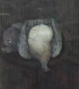 WILLIAM DE BELLEROCHE (1912-69) "Pigeons Sur Une Table" Two dead pigeons on an occasional table,