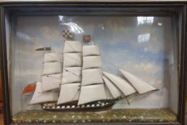 A maritime diorama depicting a British three masted vessel "William" in full sail