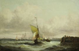 Attributed to WILLIAM ANSLOW THORNLEY "Shipping in Harbour" oil on canvas,