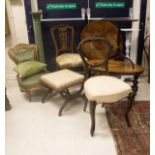 A collection of furniture to include a Victorian x-frame dressing stool,