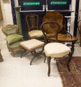 A collection of furniture to include a Victorian x-frame dressing stool,