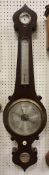 A 19th Century rosewood framed banjo barometer / thermometer with silvered dial