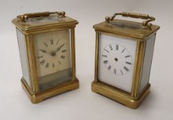 Two modern French brass carriage clocks