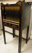 A circa 1900 black lacquered and chinoiserie decorated night table,
