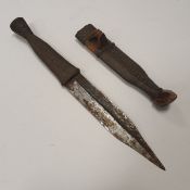 An early 20th Century ornate wirework bound dagger and scabbard of small proportions