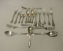 A set of three American silver dessert forks and spoons stamped "Sterling 925 CAW Crosbie & Son"