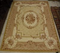 A modern Laura Ashley Aubusson style rug, together with a needlework panel/runner,
