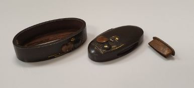 A Japanese fuchi-kashira set with stylist flower heads and insect