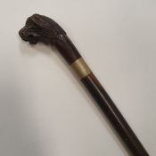 A 19th Century stained wooden walking cane,