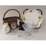 Two boxes of sundry china and glass ware to include decorative tea set, etc,