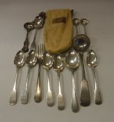 A set of six Victorian silver teaspoons (London 1879) together with various other silver spoons to