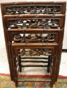 A Chinese rosewood quartetto nest of occasional tables,