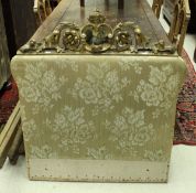 A circa 1900 upholstered headboard with carved giltwood pediment CONDITION REPORTS