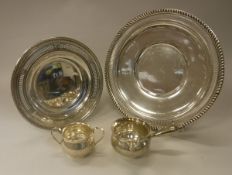 A collection of American sterling silver to include a serving plate with gadrooned and pierced