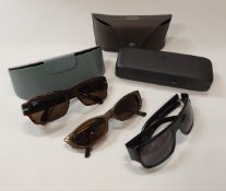 A box of various gentlemen's sunglasses and prescription glasses to include Versace, Christian Dior,