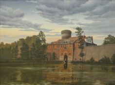 MATTHIAS KOEPPEL (b1937)"The Citadel - Spandau" oil on canvas depicting a guard outside the Spandau