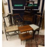 A collection of furniture comprising a 19th Century Chippendale style dining chair,