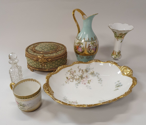 Two boxes of assorted decorative china wares,