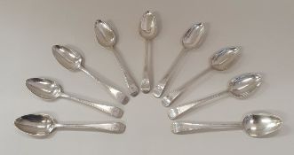 WITHDRAWN A set of nine George III silver dessert spoons (London 1788 by W.M. Shaw) 9.