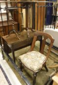 A set of three Victorian dining chairs, small footstool, two pedestal occasional tables,
