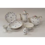 A Herend "Cornflower" pattern duet breakfast set comprising cups and saucers, cereal bowls,