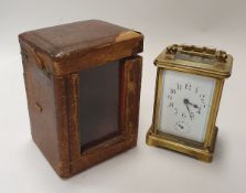 A French brass mantel clock,