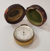 A 19th Century Yeates & Sons of Dublin pocket barometer housed in leather case together with a